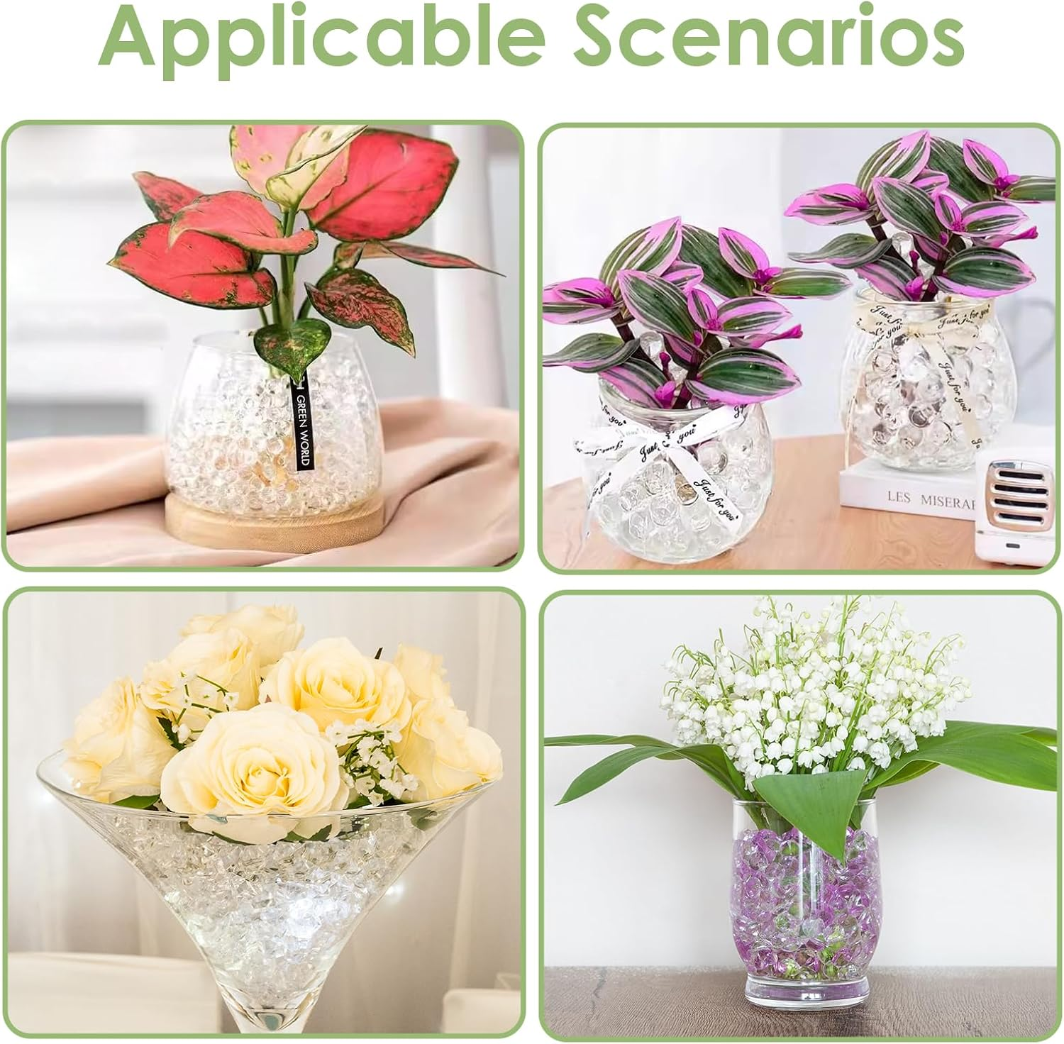 40000 Pcs Clear Water Gel Jelly Beads Vase Fillers, Premium Clear Water Gel Beads for Floating Candles, Wedding Centrepieces, Floral Arrangements & Home Decor - Biodegradable, Eco-Friendly & Vibrant image number 6