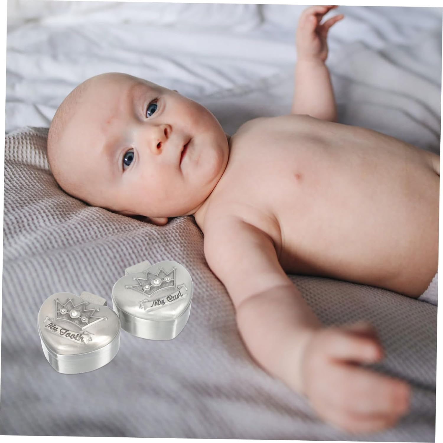 2Pcs Box Tooth Box Alloy Tooth Holder for Keepsake Collection for Boys Lightweight Storage for Cherished Childhood Memories image number 4