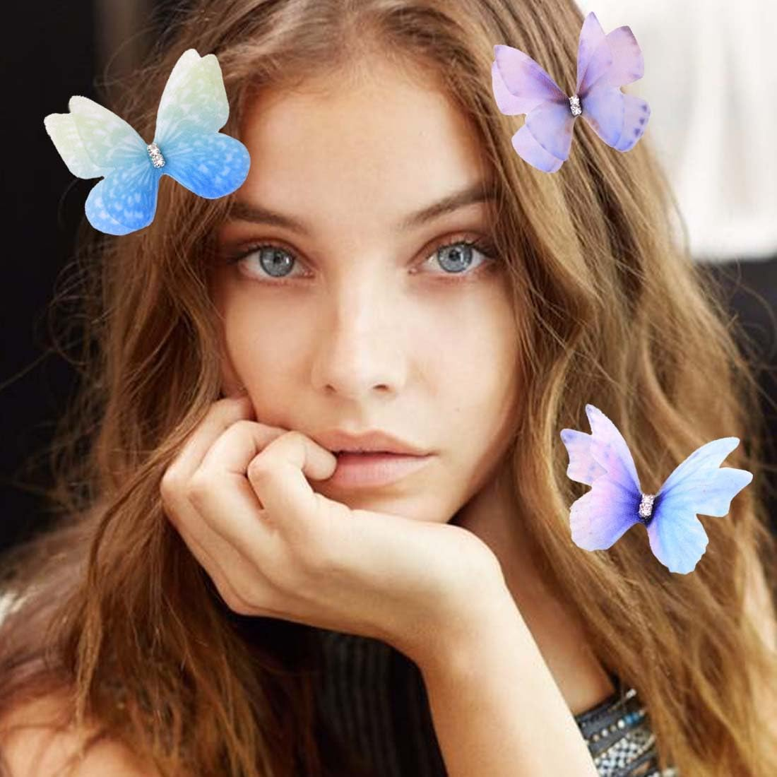 VAEIORP 10 Pieces Butterfly Hair Clip Decoration Women Girls Children Butterfly Set 3D Butterfly Jewellery Bridal Wedding Accessories image number 5