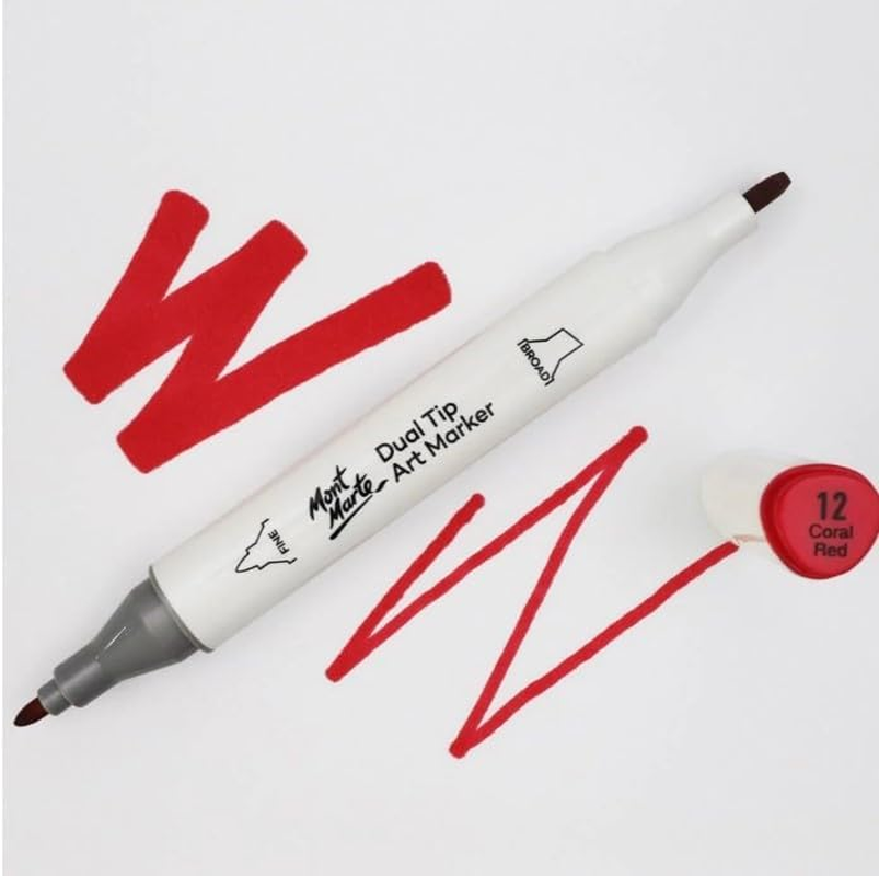 Mont Marte Premium Dual Tip Alcohol Art Marker, Scarlet Red R2