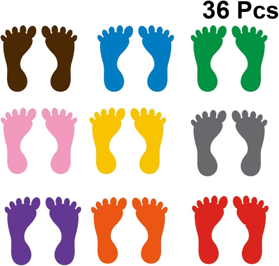 NUOBESTY Footprint Floor Stickers Waterproof Kids Foot Stickers 9 Pairs Self-Adhesive PVC Decals for Kindergarten Bathroom Bathtub Anti-Slip Safety Decoration image number 2