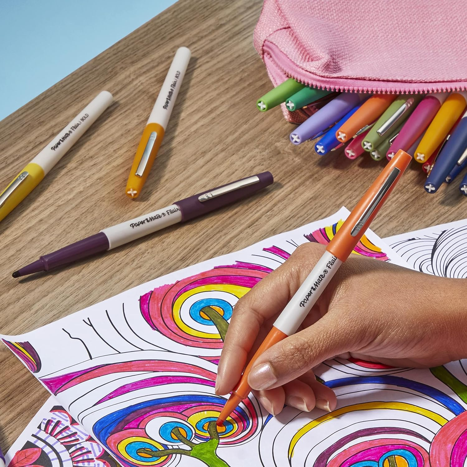 Paper Mate Flair Pens, Felt Tip Pens, Bold Tip (1.2 Mm), Assorted Colors, 12 Count image number 1