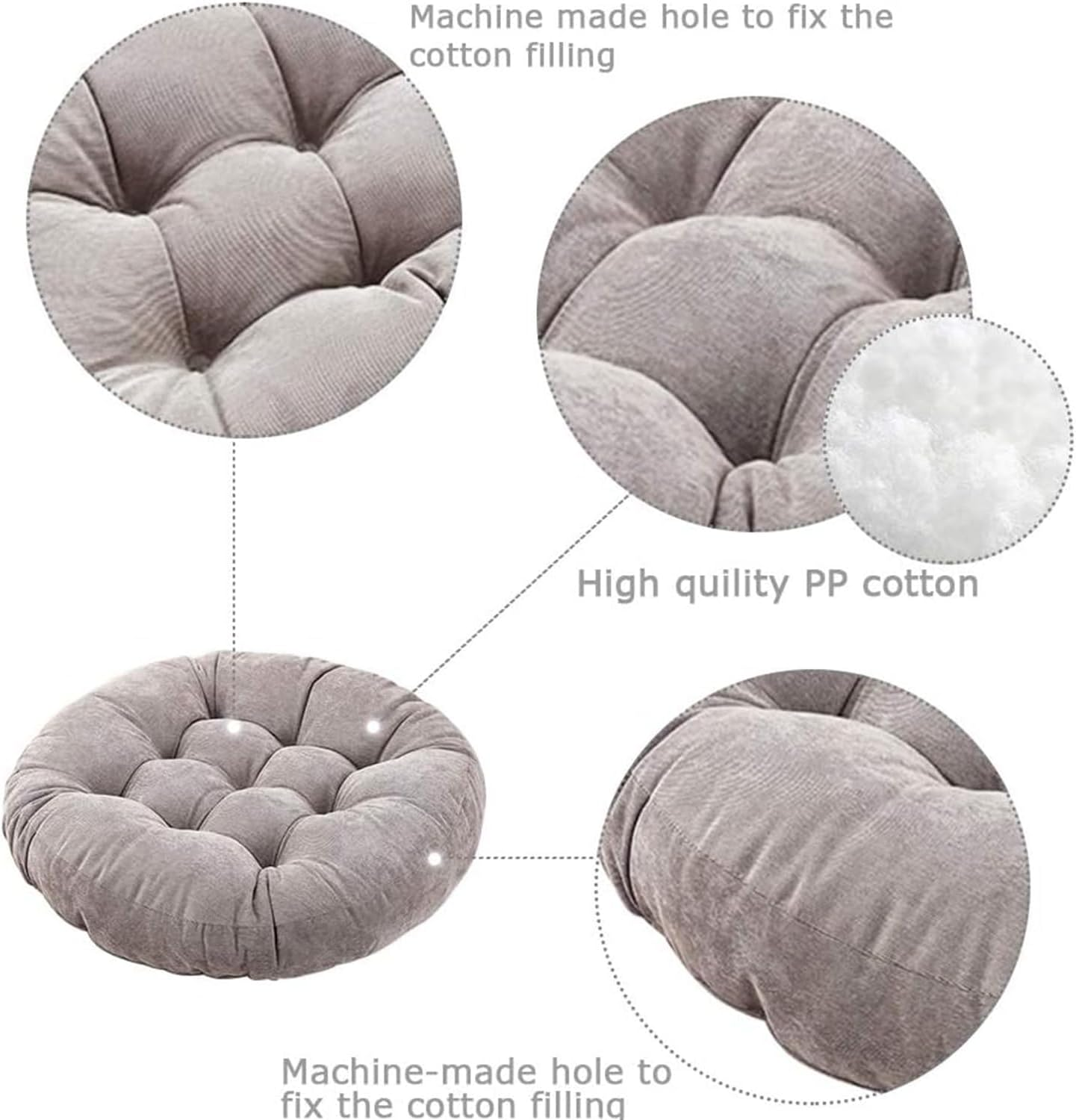 Floor Pillow Cushions, Solid round Seat Cushion, Patio Chair Cushion,Throw Cushion for Indoor/Outdoor Furniture Sitting Living Room Garden (Grey,22X22Inch) image number 3