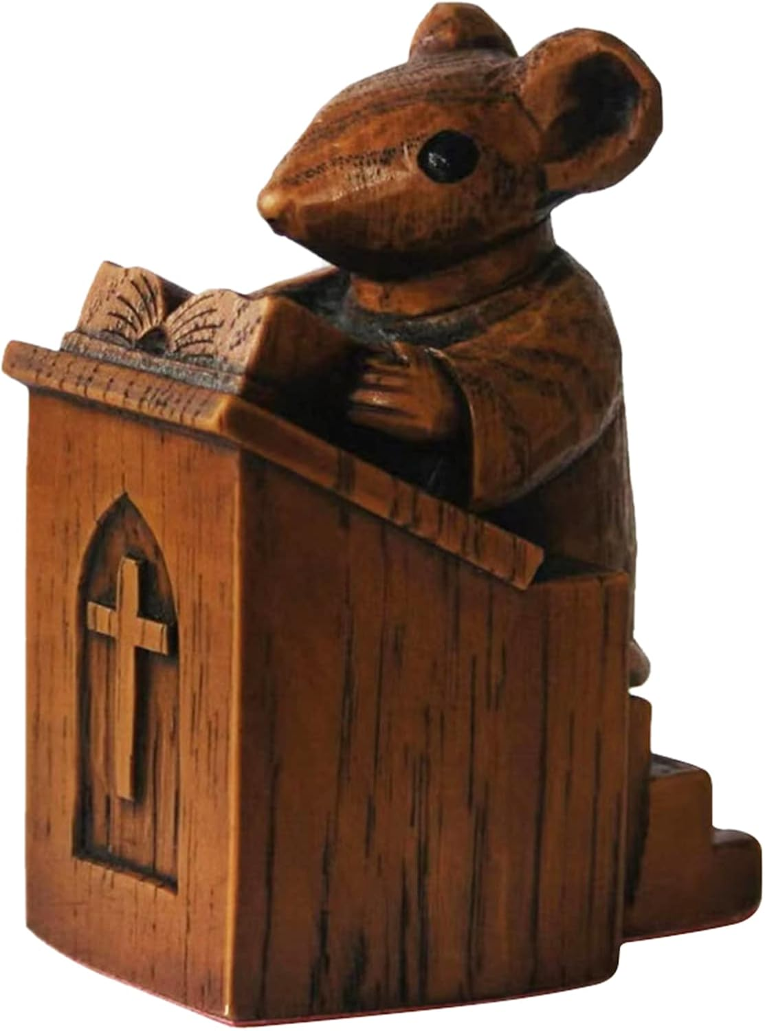 KASCLINO Church Mouse Statue, Priest Craft Ornament, Church Choir Sculpture, Indoor and Outdoor Resin Sculpture, Decorations for All Weather Conditions(Brown) image number 4