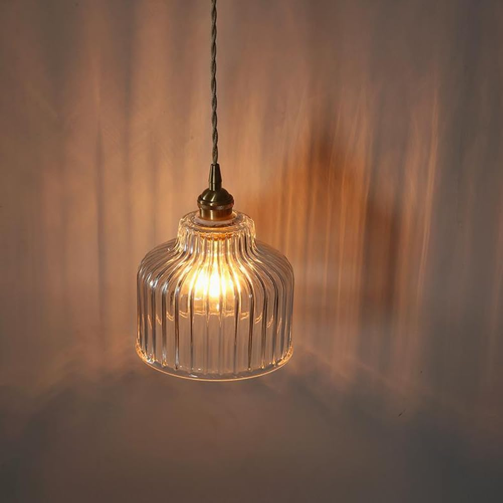 Nordic Style Clear Glass Pendant Light, Modern Simple Pendant Lamp, Retro Farmhouse Pendant Lighting, Minimalist Personalized Pendant Light Fixture for Kitchen Island Closet Hallway Bedside image number 5