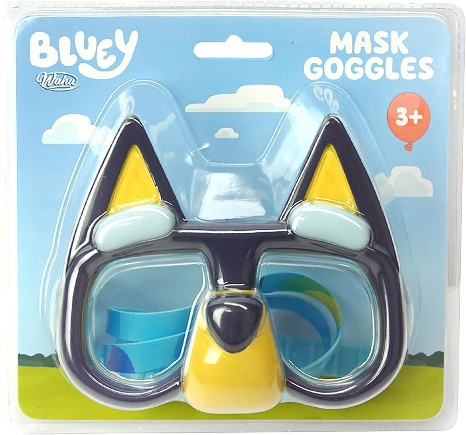 Wahu X Bluey Mask Goggles for Kids Ages 2&ndash;6 | Watertight Silicone Seal, Easy-Adjust Strap & One-Button Fit | Learn to Swim Goggles with Fun Multicolour Bluey Design image number 3