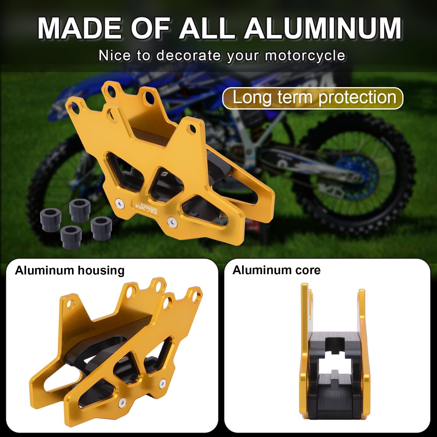 Anxin Motorcycle Chain Guide Guard Protection CNC for DRZ400 DRZ400E DRZ400S DRZ400SM DRZ250 RM125 RM250 RMZ250 RMZ450 RMX450Z Gold image number 3