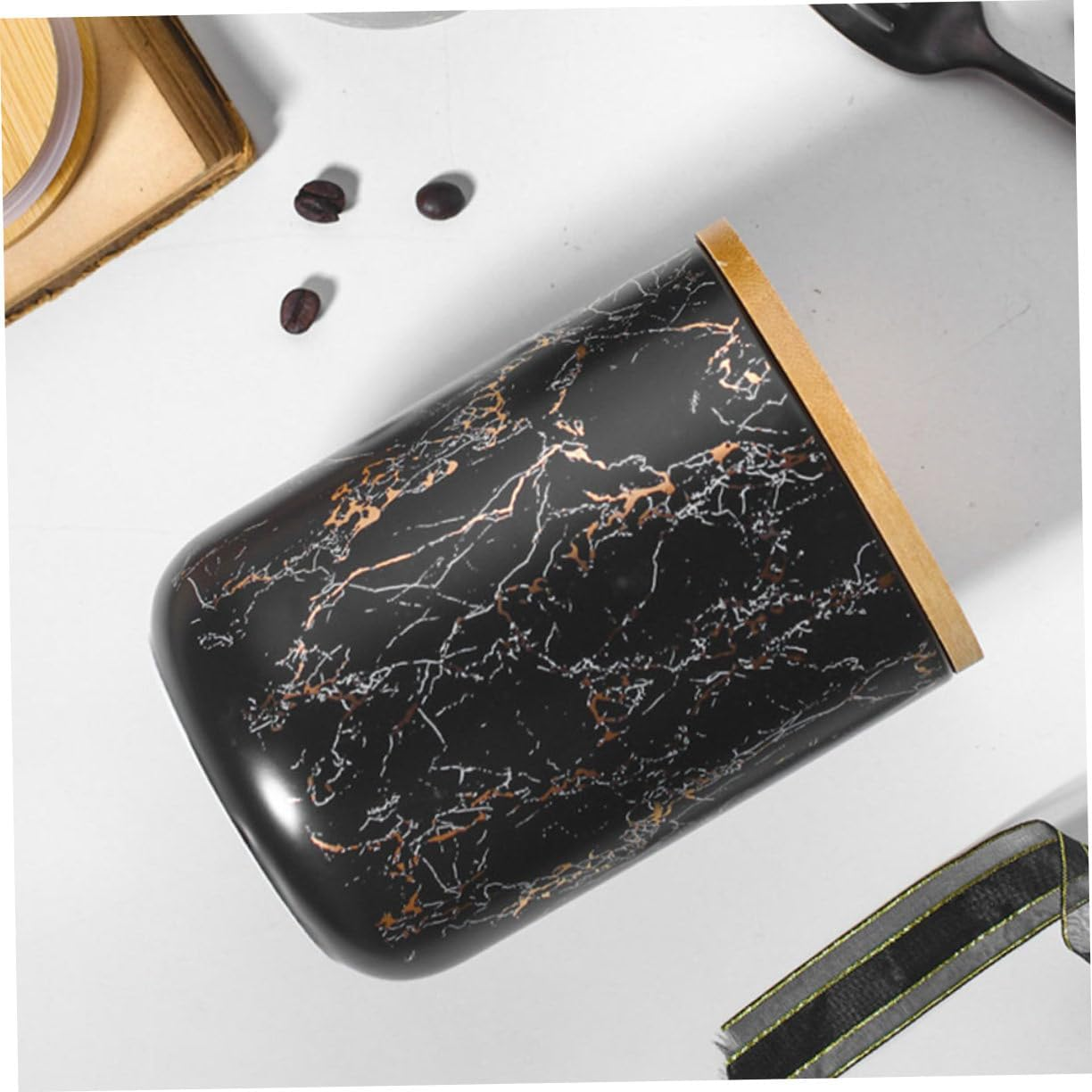 FELTECHELECTR 1Pc Marble Sealed Storage Jar Lid for Kitchen Elegant Candy Snack Container for Dried Fruits Coarse Grains Practical Home Organization image number 5
