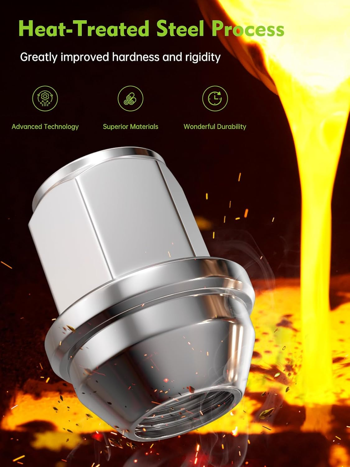 M14X1.5 OEM Lug Nuts - Replacement for Ford Mustang Edge Explorer MKX MKZ Aviator Factory Wheel, Chrome 13/16" 21Mm Hex, 20 PCS One-Piece Auti-Rust Tire Lug Nuts, OE#ACPZ-1012-M 611-007 image number 1