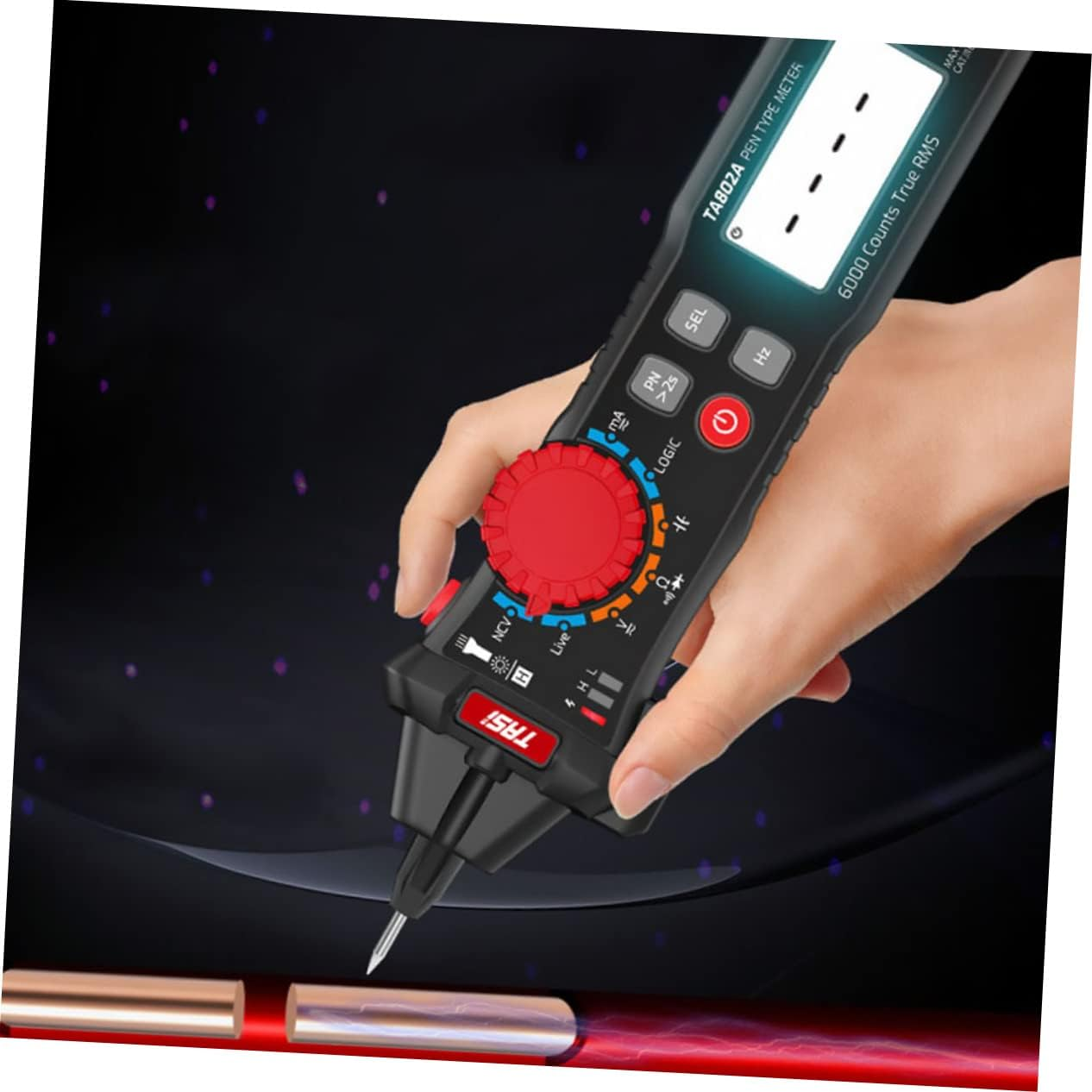 Jojofuny Pen Type Multimeter Portable Digital Auto Multimeter Ohm Volt Current Tester Pen Electrician Tool Small Compact Auto-Ranging for Electrical Testing image number 1