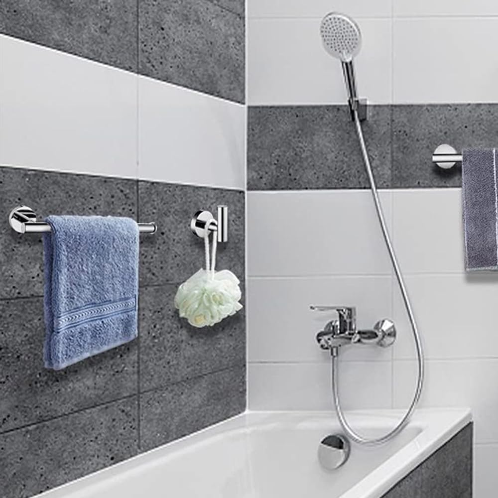 HHWRT Bathroom Hardware Accessories Set, Wall Mounted Bathroom Accessories Set, Towel Bars for Bathroom, Bath Towel Bar Set, Towel Holder Set, 10-Piece Stainless Steel Bathroom Hardware Set image number 5