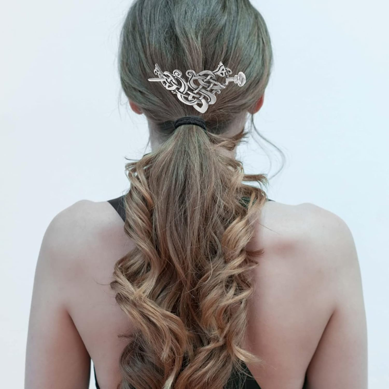 Minkissy Celtic Hair Clips Metal Viking Hair Pin Renaissance Accessories for Women Silver image number 3