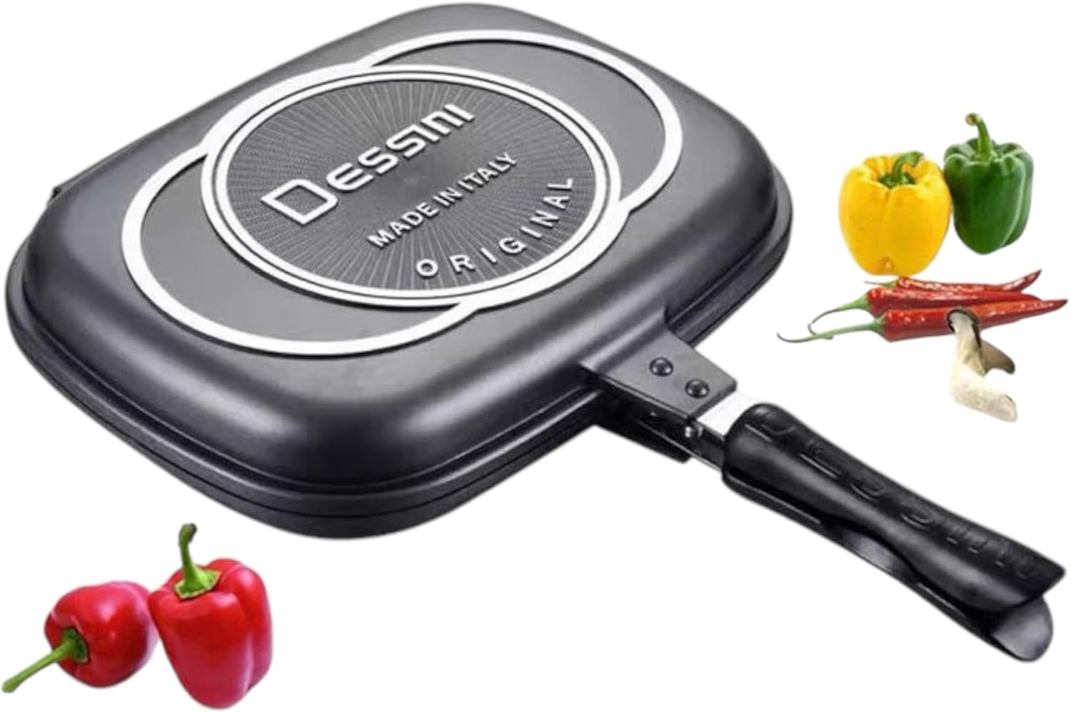 VIVID VIRSA Double Sided Grill Pan, Non Stick Fry Pan, Aluminum Alloy, Indoor Outdoor Grill Pan, Multi Function Frying Pan, Portable, Healthy, Non-Stick Double Sided Pan, Even Heat Distribution Pan.