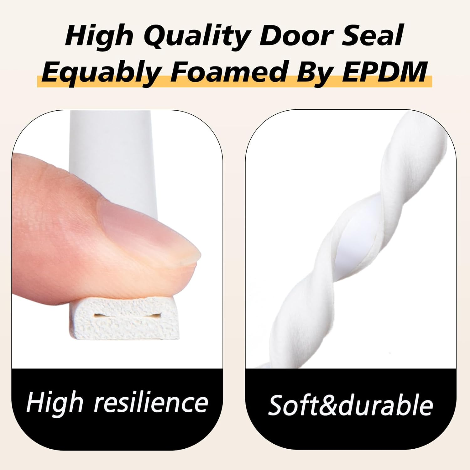 SUNMON D-Type Strip Door Weather Stripping Door Seal Self Adhesive Foam Soundproofing for Doors and Windows, Oundproofing Weatherstrip Gap Collision Avoidance (White) - Black image number 2