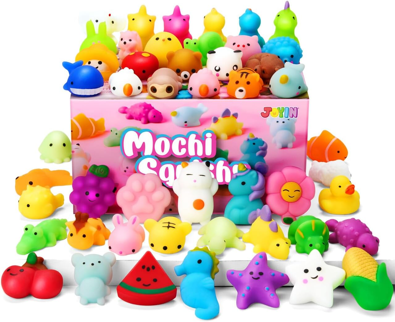 JOYIN Mochi Squishy Toys Set, Random 25 Pack Mini Mochi Party Favors for Kids, Kawaii Squishy Toy Stress Relief Toys, Goodie Bags Fillers with Storage Box, Classroom Prizes image number 4