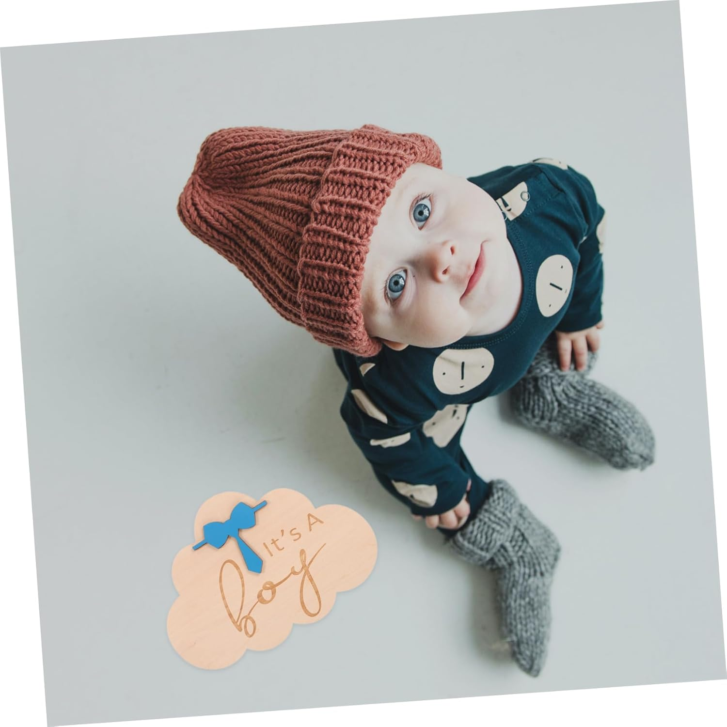 Wooden Birth Announcement Cloud Sign Name Nursery Decoration Newborn Photo Prop Natural Design for Safe Charming Memories image number 1