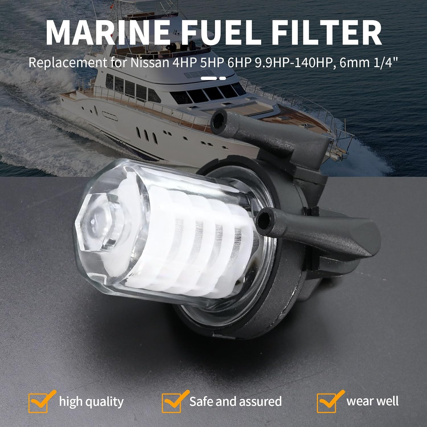 3AD-02230-0 Fuel Filter - Replacment for Tohatsu for Nissan 4HP 5HP 6HP 9.9HP-140 HP, 6Mm 1/4", Replace OE# 346-02230-0 346022300M 3B7022300 3B7022300M 3AD022300 image number 5