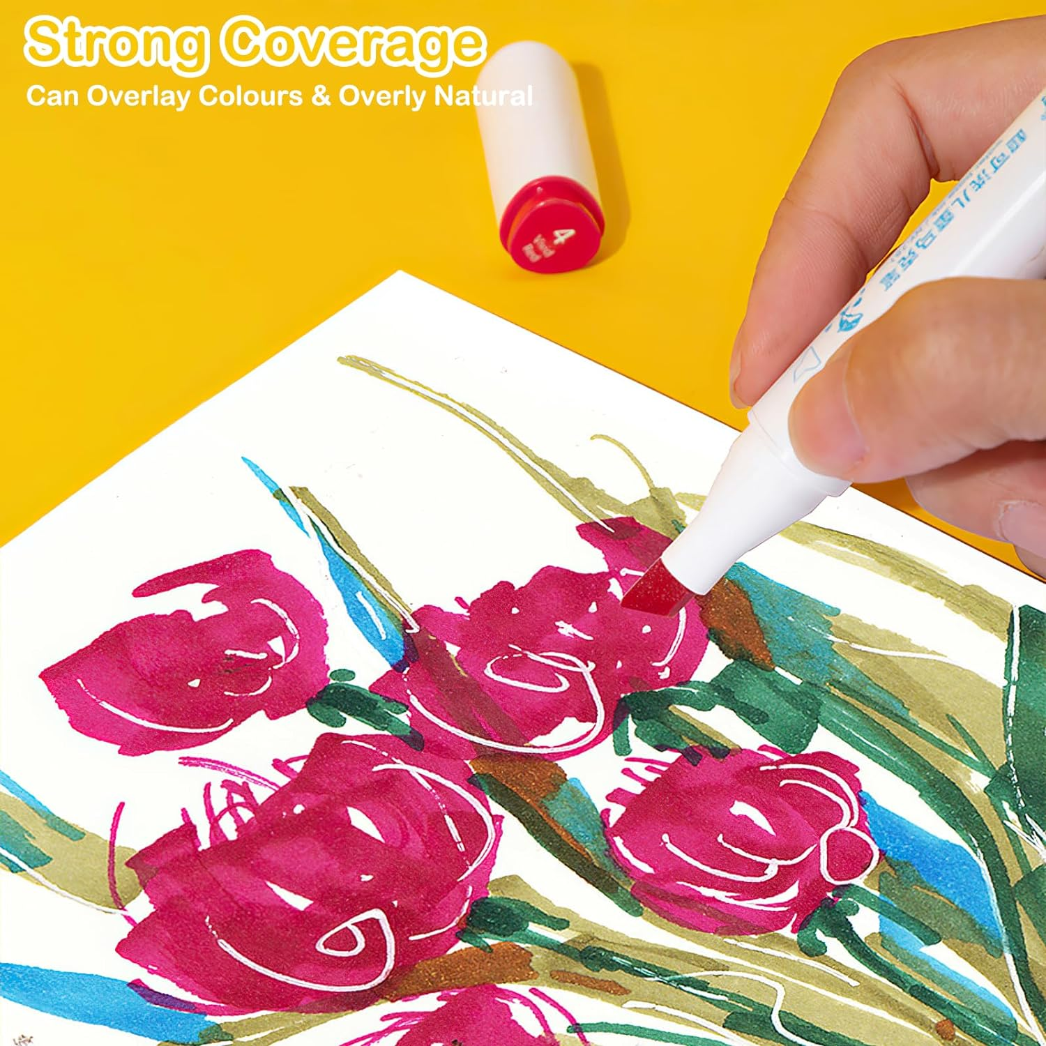 SAYEEC Washable Markers, 24 Colors Art Markers Set with Case, Fine Chisel Dual Tips Drawing Pens Water-Based Markers for Kids Artist Adults Coloring Books Sketching Journaling Illustration Manga Comic - 24 Colors image number 6