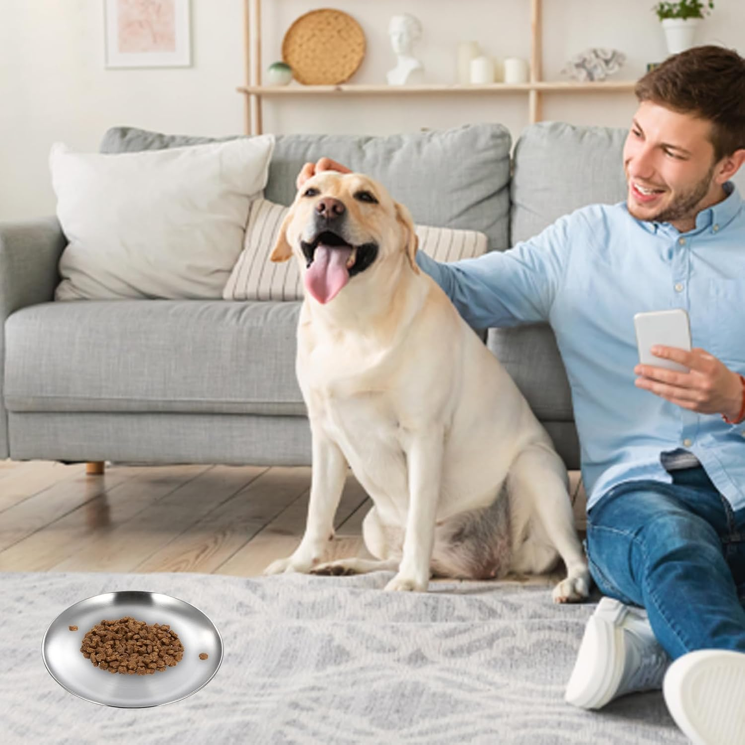 Pack of 2 Cat Bowls, Flat Metal, Cat Bowl, Drop-Proof, Easy to Clean image number 4