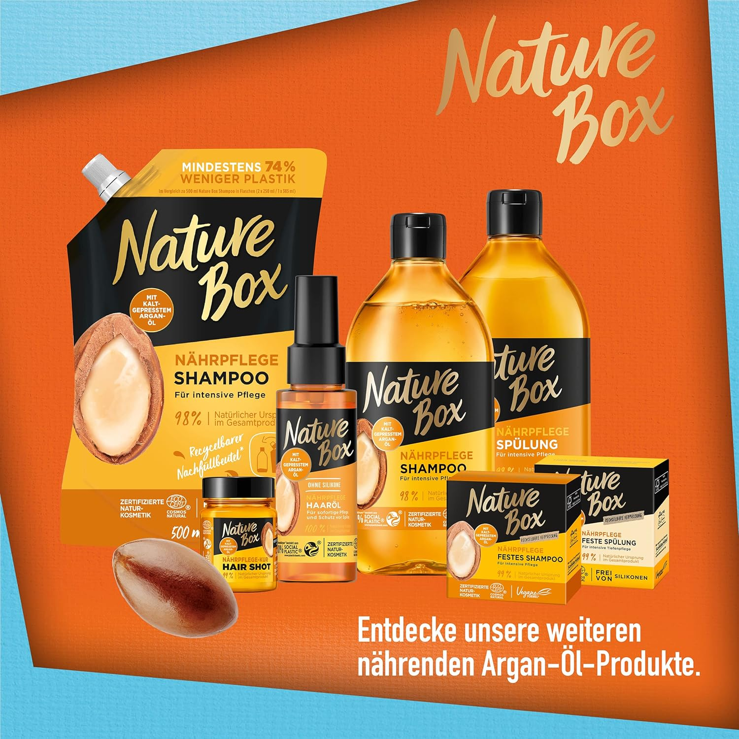Nature Box Nutritional Hair Oil (70 Ml), Hair Oil with Argan Oil Provides Intensive Care and Protects against Split Ends, Bottle Made from 100% Social Plastic image number 1