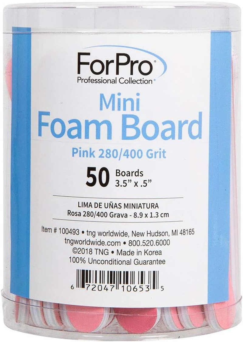 Forpro Pink Mini Foam Board, 280/400 Grit, Double-Sided Manicure Nail File, 3.5&rdquo; L X .5&rdquo; W, 50-Count image number 2