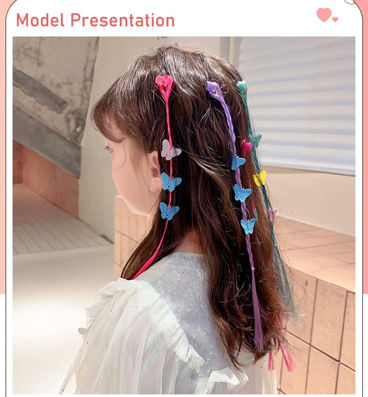 30Pcs/Set Colorful Children Wig Braid Colorful Hair Extensions, Fairy Headwear Accessories Candy Butterfly Star Princess Girl Gripper Clips Hairpin for Party Role-Play image number 2