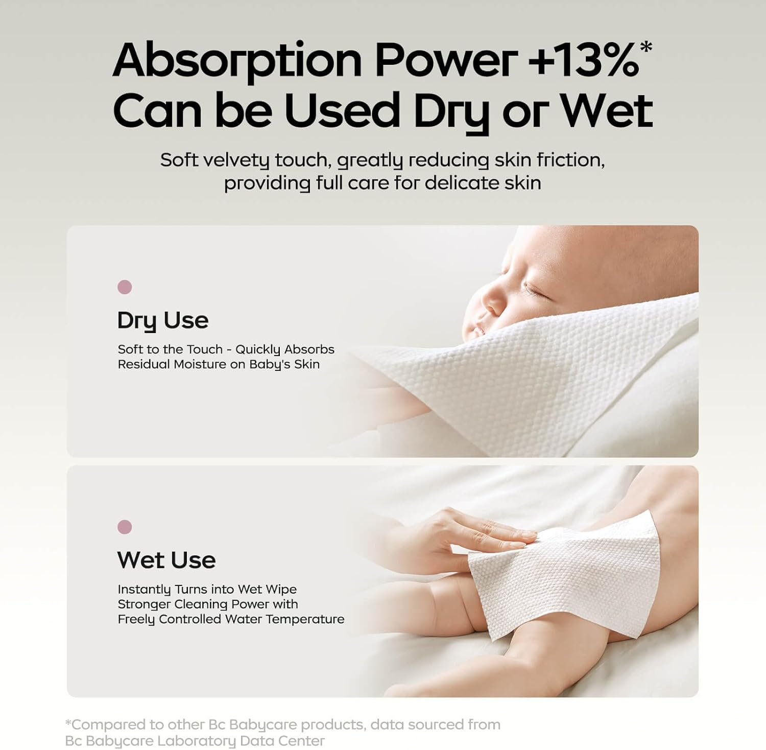 Bc Babycare Dry Wipes Thickened Soft Tissue, Chemical Free, Wet or Dry Use (960 Counts - 80Pcs of 12Pk) image number 4