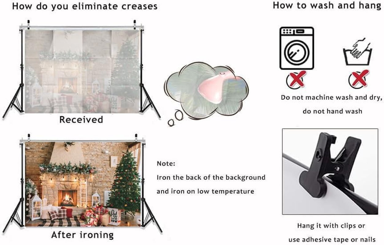 Dudaacvt 8X6Ft Christmas Fireplace Theme Backdrop Christmas Photography Backdrop Merry Xmas Sock Gift Decorations Family Party Supplies Banner Booth Props image number 3