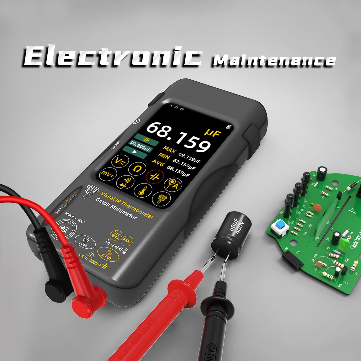 BSIDE Thermal Imaging Camera Multimeter with Macro Lens, 320X320 IR Resolution with 15 Thermal Palettes, 20000 Counts with 3.98" Touch LCD, Measures Cap, AC Clamp, Temp Diode for Electrical Electronic image number 3