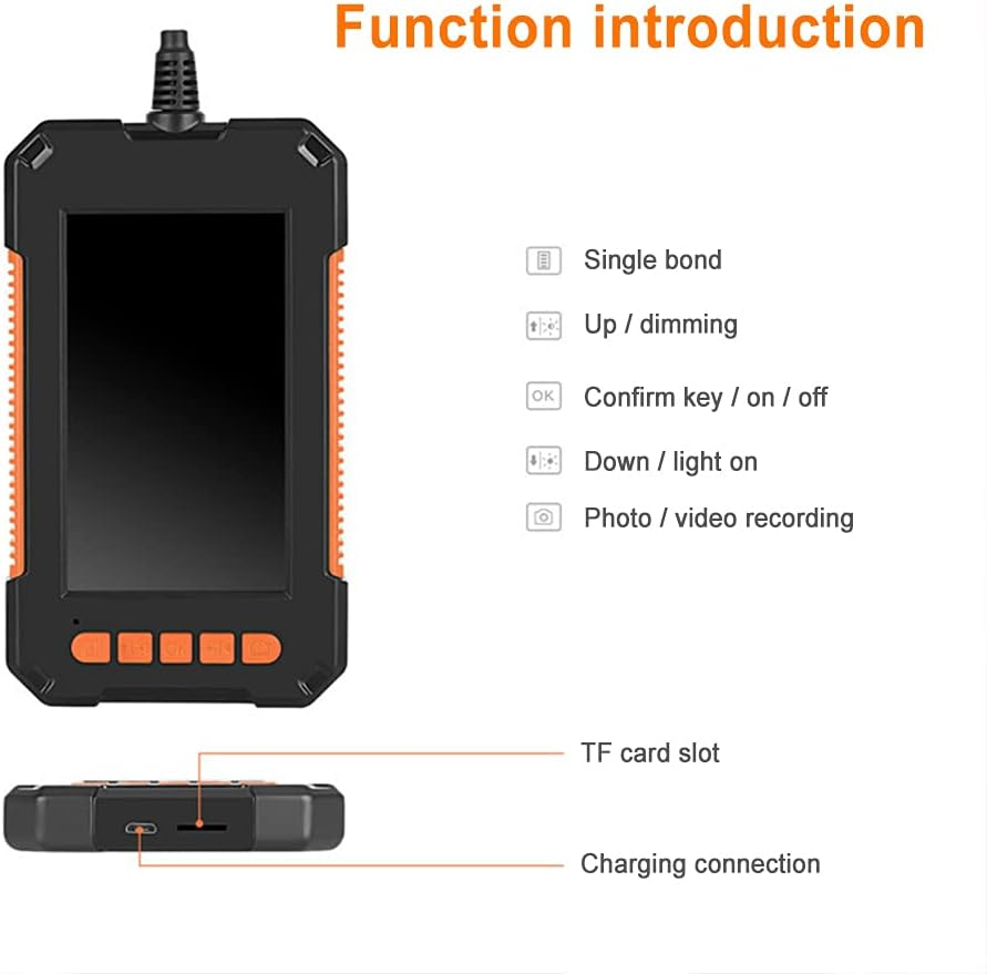 Smart Snake Lens, Household Cleaning Repairing Accessory Tool 1080P HD 4.3 Inch Screen with 8 Lamps TF Card Port/128 image number 4