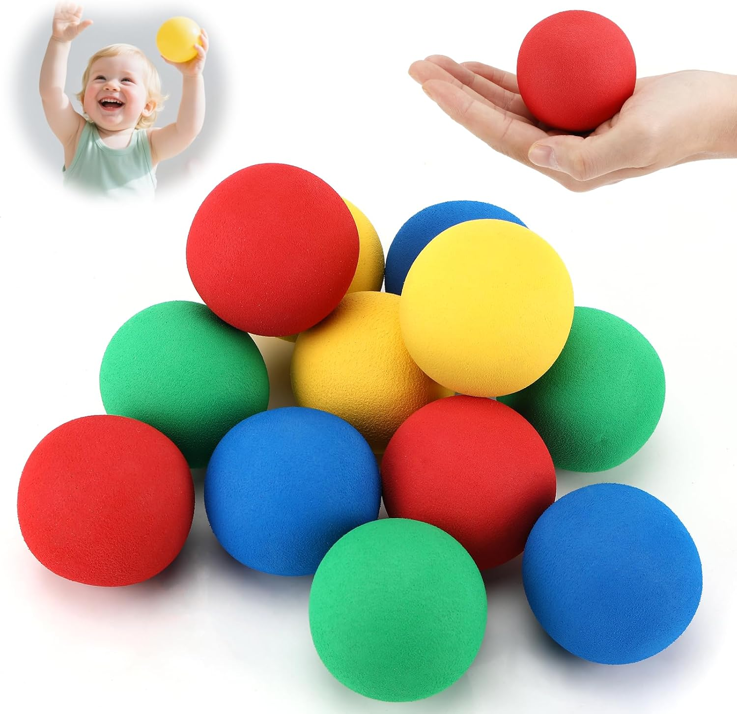 Tapvai Pack of 12 Children'S Soft Balls, 6 Cm Diameter, Foam Ball Made of EVA Material, Foam Balls, Foam Ball for Indoor Games and Family Activities for Boys and Girls image number 5