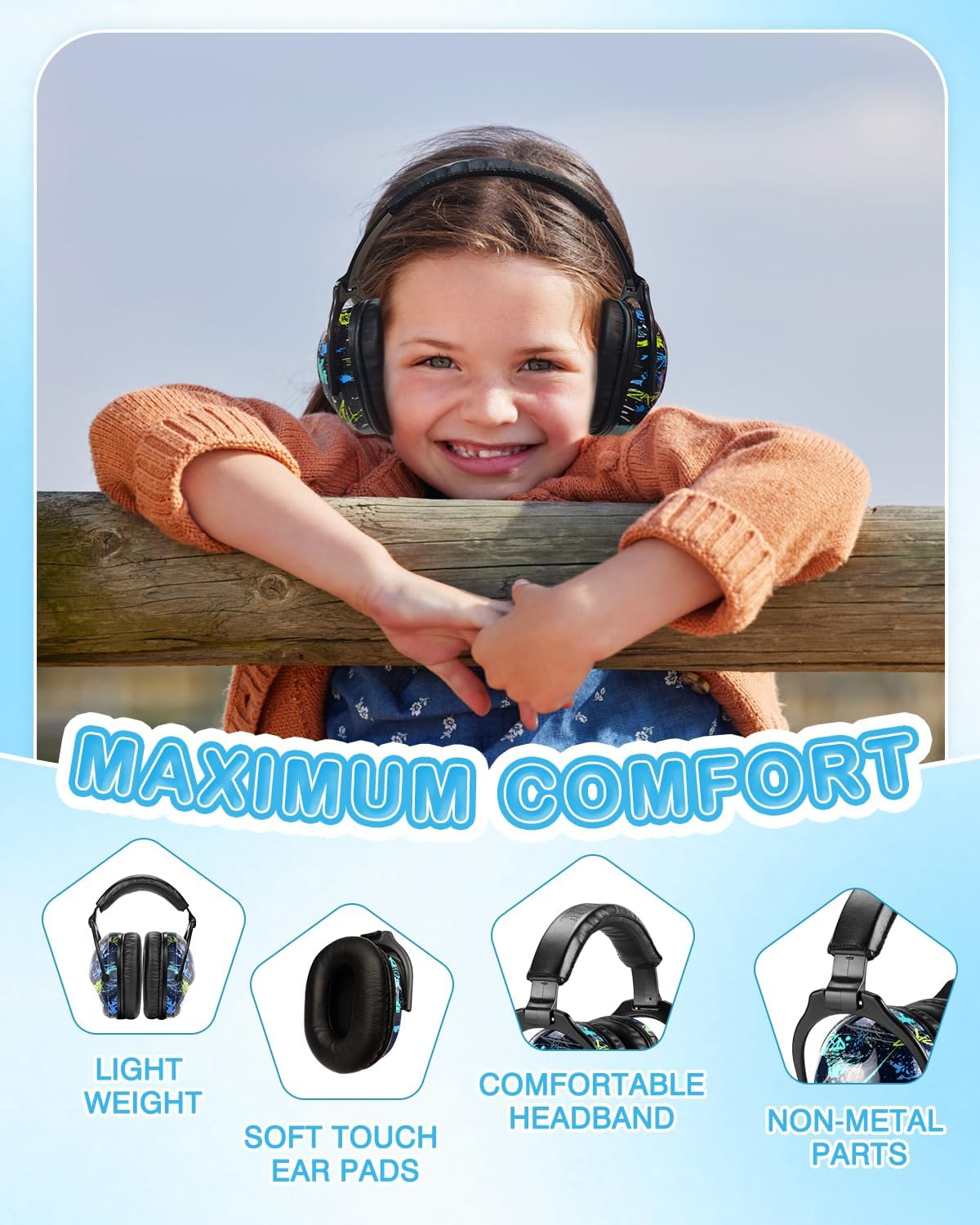 ZOHAN EM030 [Upgraded] Kids Hearing Protection Safety Earmuffs | Adjustable Ear Defenders Fit for Toddlers, Children and Young Teens image number 3