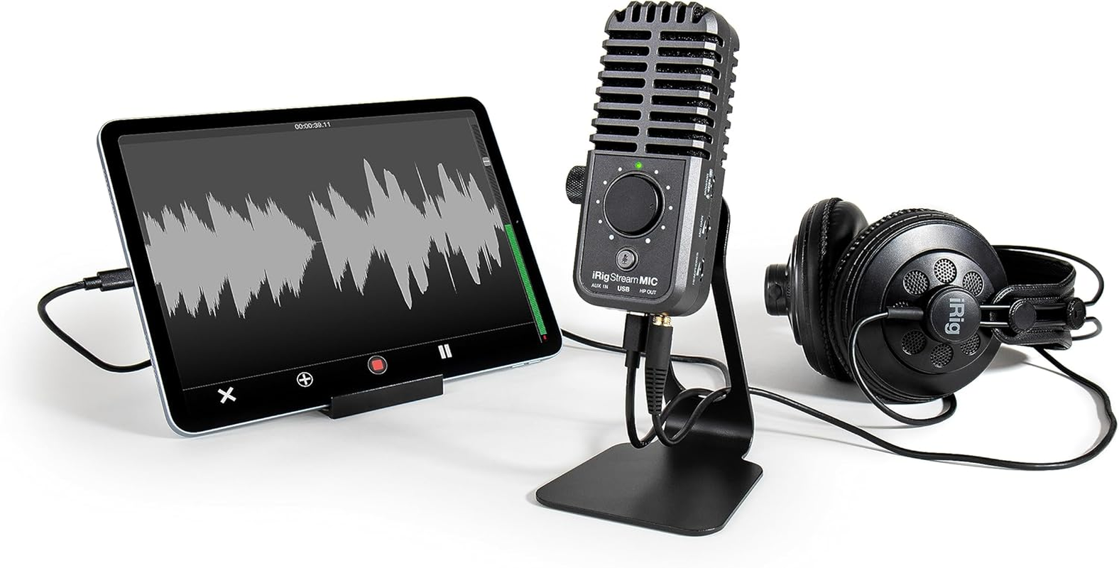 IK Multimedia Irig Stream Mic USB Condenser Microphone with Integrated Audio Interface -Podcast Microphone, Gaming Microphone for Pc, Streaming Microphone plus Audio Mixer USB Audio Interface