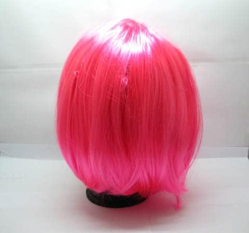 4Pcs Bobo Head Style Neat Bang Short Straight Cosplay Wig - Pink image number 1