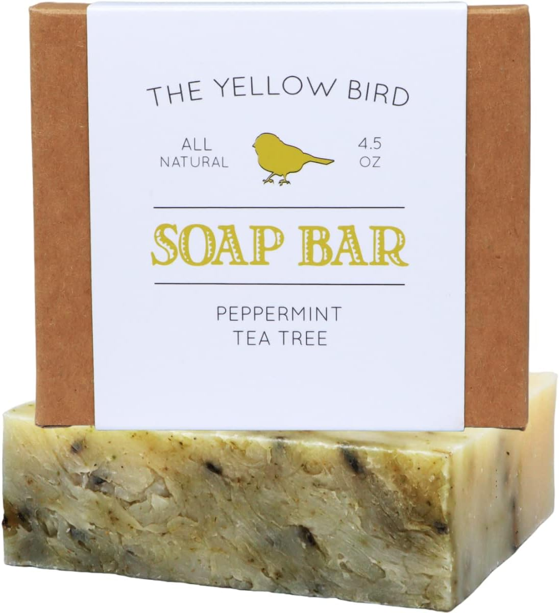 The Yellow Bird Peppermint Tea Tree Soap Bar. Made in USA with All Natural & Organic Ingredients. Pure Essential Oils. Sensitive Skin Body & Face Soap. image number 1
