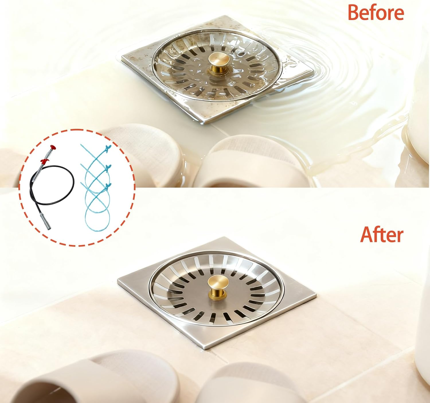 4 Pcs Rough Plumbing Supplies, Flexible Drain Snake Cleaner Set with Strong Grip and Deep Reach Design, Reusable Drain Unclogger and Pipe Cleaner for Kitchen Bathroom Sink Shower Sewer Maintenance image number 4