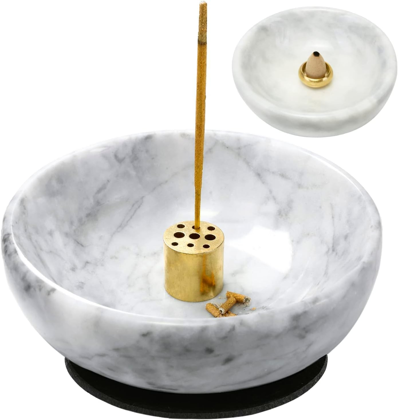 Natural Marble Palo Santo Holder,Incense Burner for Palo Santo Sticks, Handmade Stick Incense Holder Ideal for Smudging, Incense Burning, Decoration.Easily Grab All Incense Ash (Black)