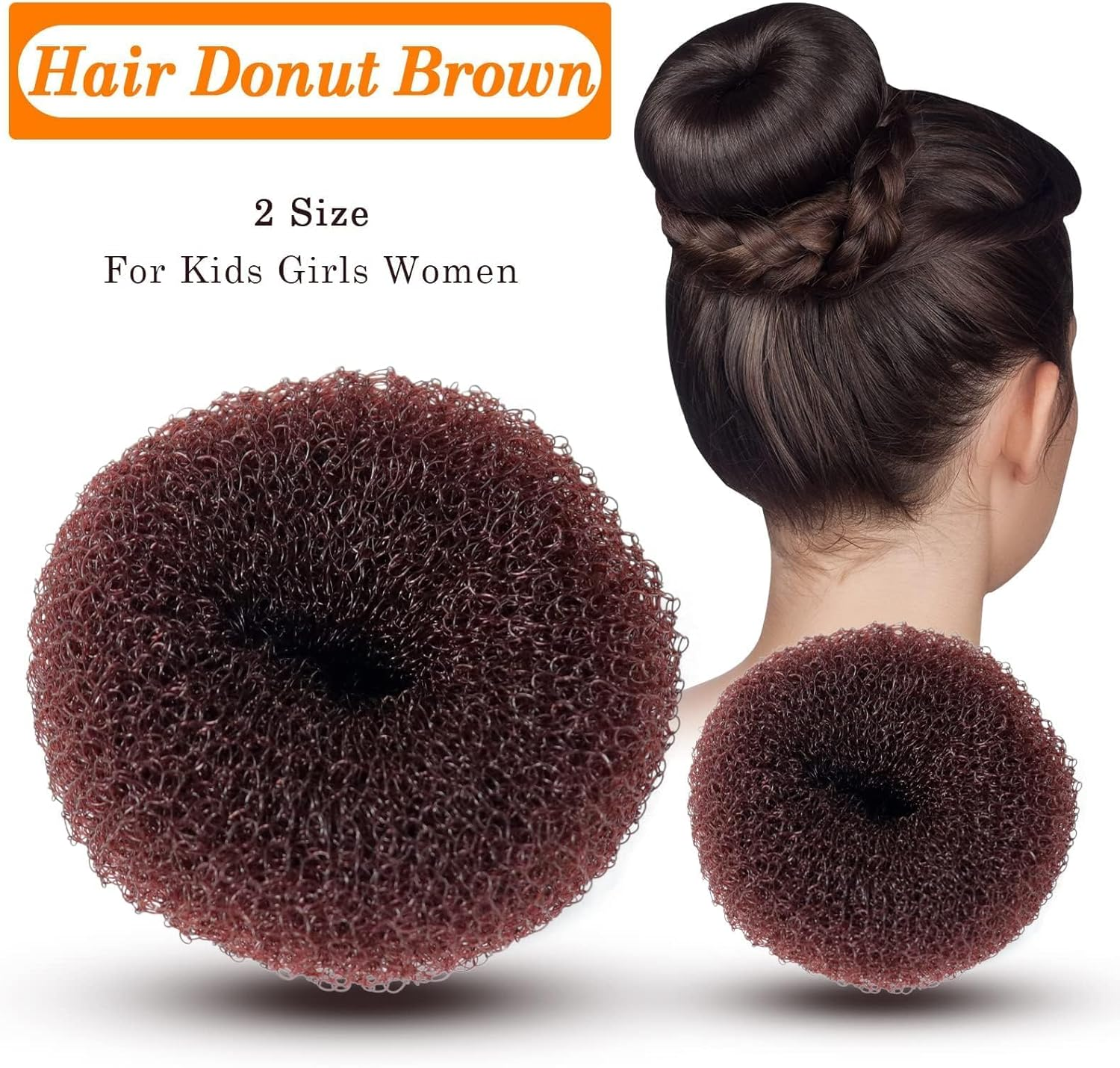 Sularpek Bun Maker Set of 4 Hair Bun Maker Set - Hairstyle Aid Set, 20 U-Shaped Hair Clip, Hair Pin, Bun Pillow, Hair Styling Hair Accessories for Children, Girls, Women (Brown) image number 5