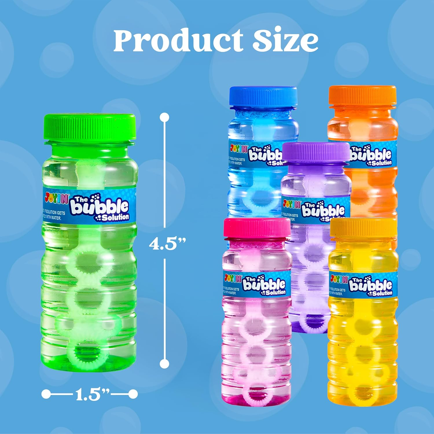 JOYIN 12 Pack Bubble Bottles (4Oz Bubbles Solution), Bubbles Party Favors for Kids, Bubbles Wand Bulk, 6 Colors Large Bubble Kit, Easter Basket Stuffers for Toddler, Summer Toddler Outdoor Toys image number 4
