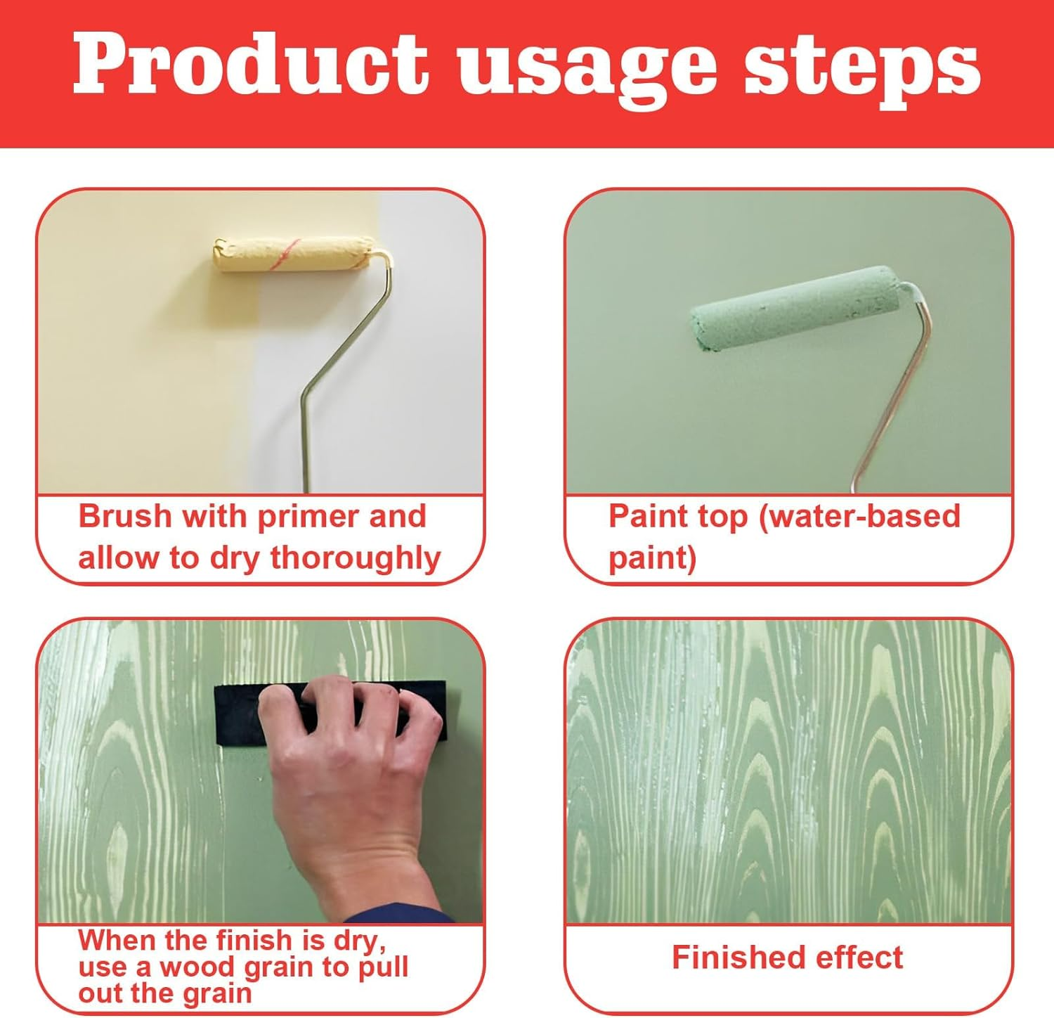 QYINXIU Wood Grain Rollers Tool Set, 8 Pcs Wood Grain Roller Painting Tool with Handle DIY Rubber Graining Tool Paint Look like Wood Graining Tool Combo for Wall, Floor, Furniture Decor image number 3