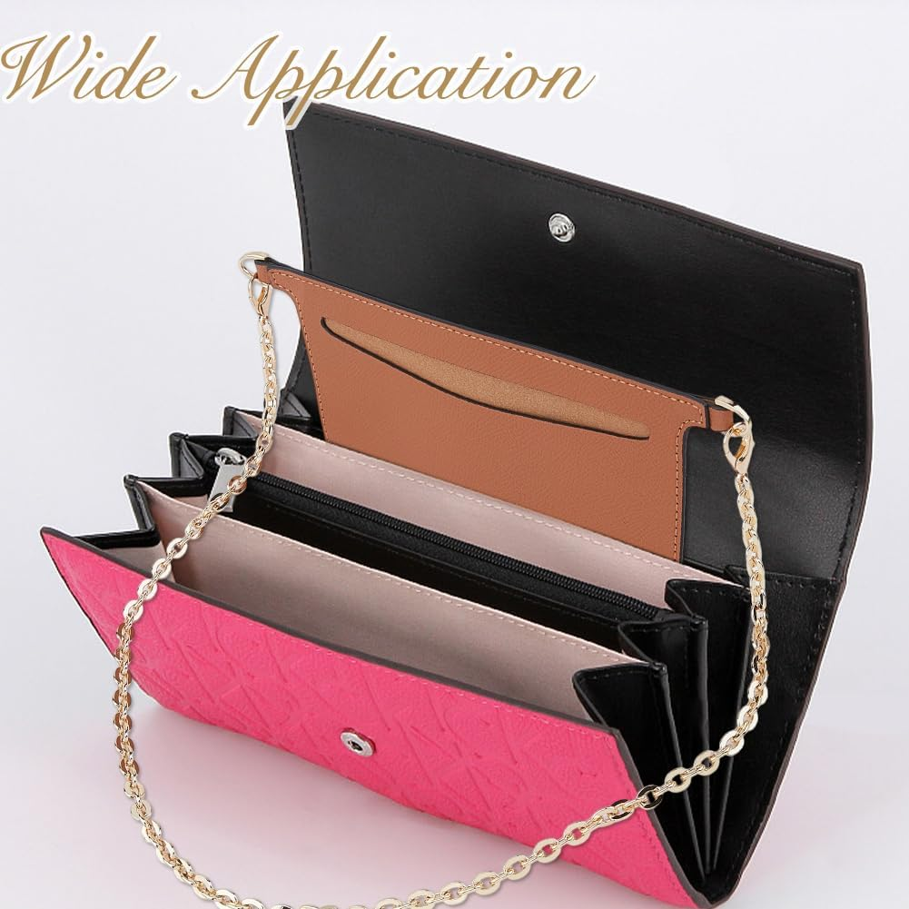 Hobbspring PU Leather Organiser Insert 1 Piece Conversion Set with 2 Gold Chains Saddle Brown Shoulder Bag Convertible Insert for Handbag Wallet - Black image number 3