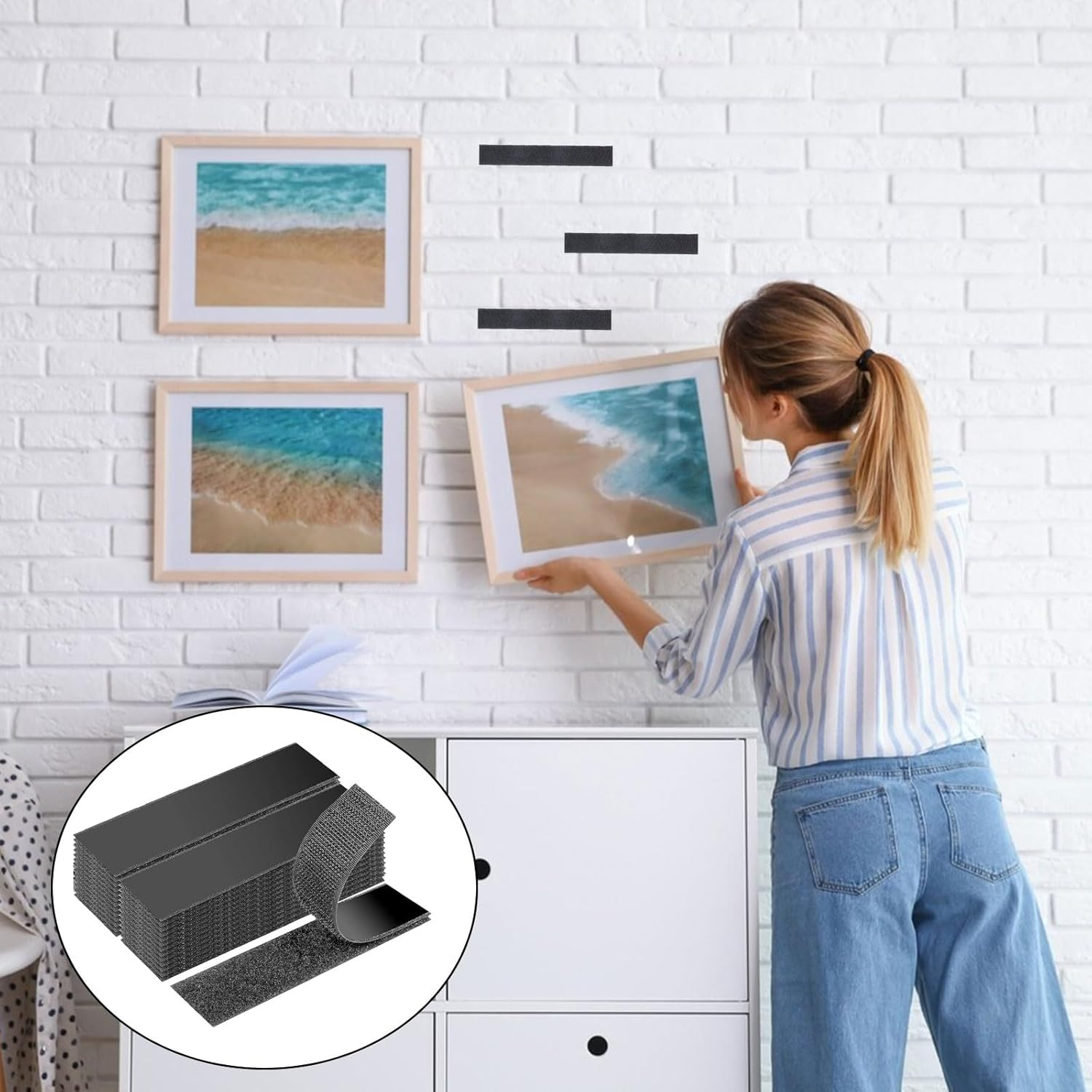 30 Pcs Velcro Tape, Velcro Dots,For Office,Home Carpet, Sofa Cushion, Etc, Heavy Duty Double Sided Tape (10 Cmx 2.5Cm) image number 2