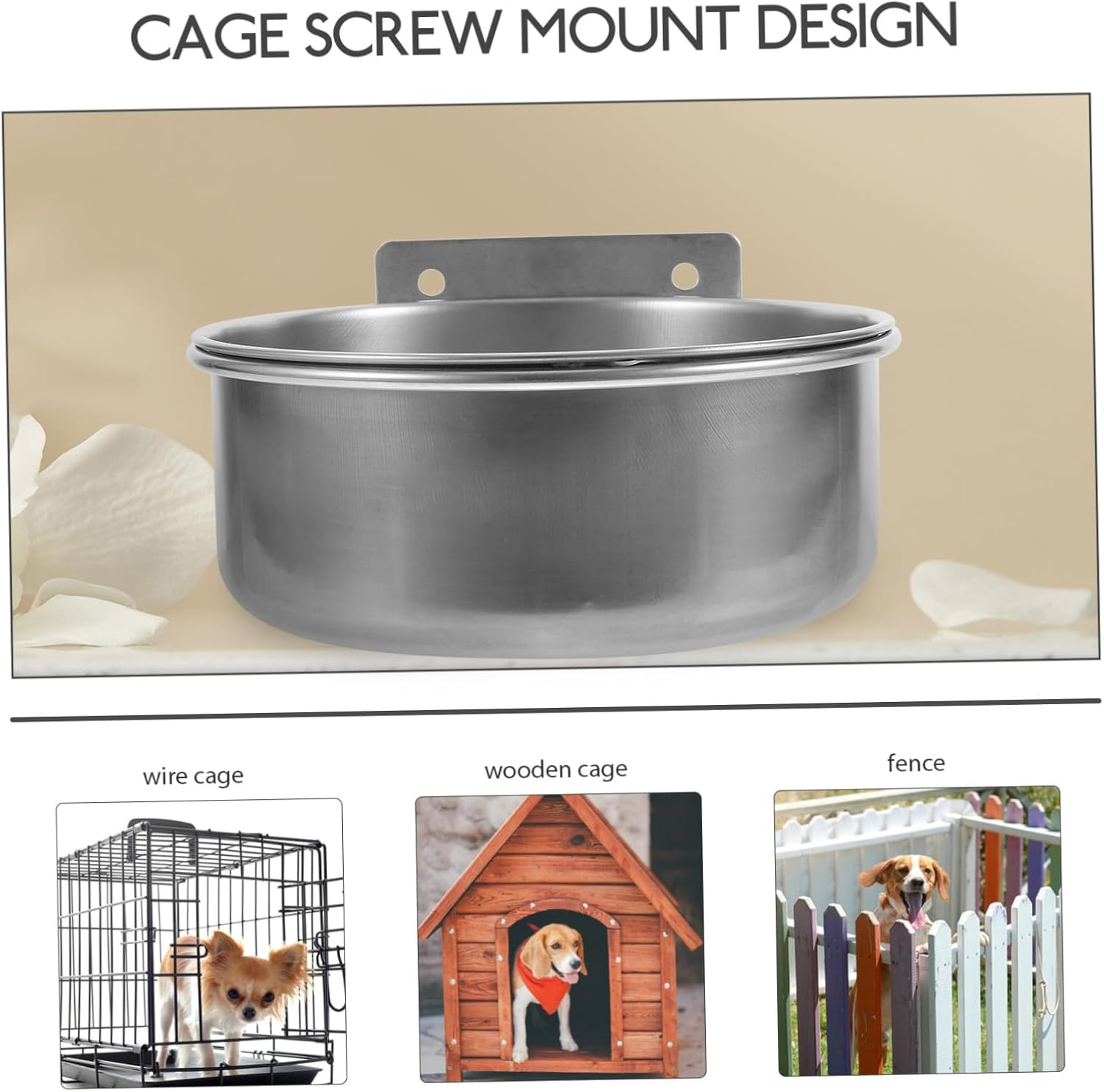 Feeding Bowl Dispenser for Hanging Pet Food Dog Food Bowl Portable Pet Cage Dog Food Water Bowl Harness Water Dispenser for Pets Non-Slip image number 3