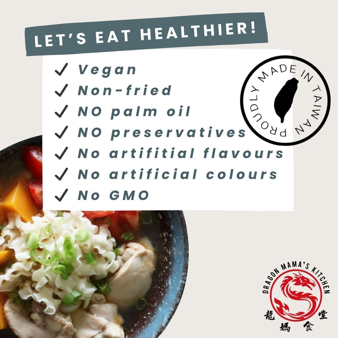 DRAGON MAMA'S KITCHEN Taiwanese Petal Noodles - 320G | Vegan &middot; Non-Fried &middot; No Palm Oil &middot; No Preservatives &middot; No Artificial Flavours &middot; No Artificial Colours &middot; No GMO (Pack of 1) image number 5
