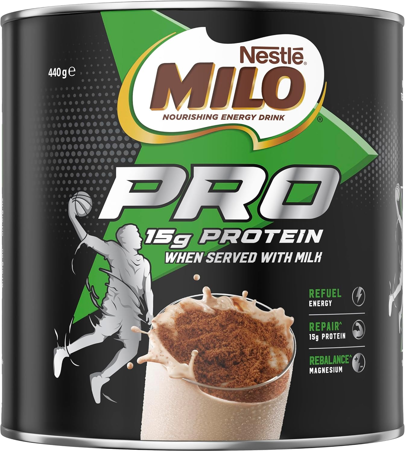 Milo Pro Protein Chocolate Malt Powder Hot or Cold Drink 440 G image number 3