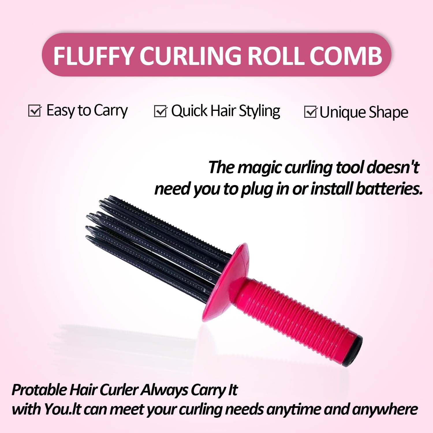 Xihongshi Curling Roll Comb, 2024 New Curling Roll Comb for Curly Hair, Hair Fluffy Curling Roll Comb, Curly Hair Styler Tool, Professional Curling Comb for Hair Salon image number 4