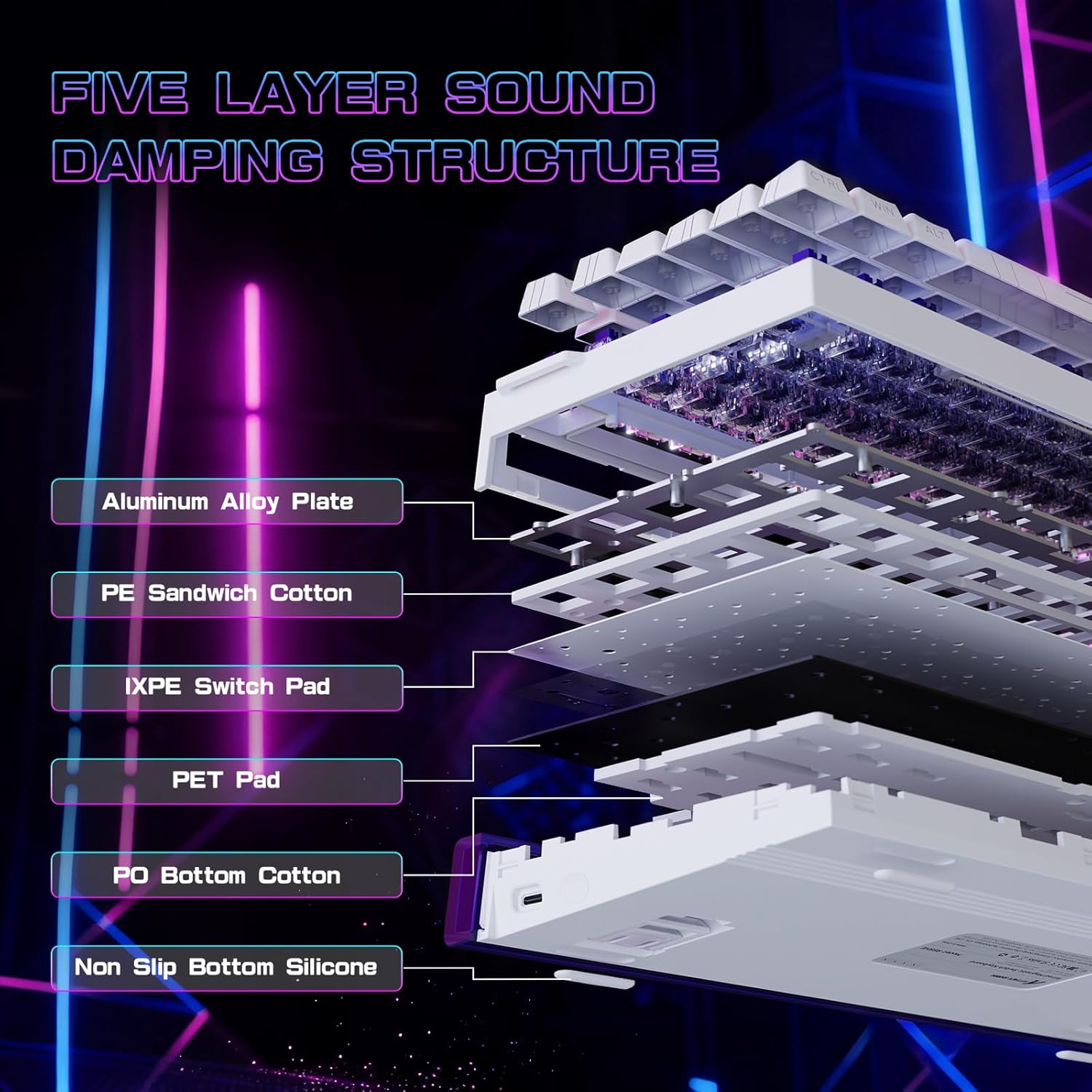 Attack Shark R85 HE Rapid Trigger Keyboard Magnetic Switch with Custom Lightbox, 75% Wired Mechanical Keyboard, 8Khz Polling Rate, 0.005Mm RT Accuracy, Support Rt/Snap Tap/Dks/Mt/Tgl (White Contour) - Fluorescent Green image number 6