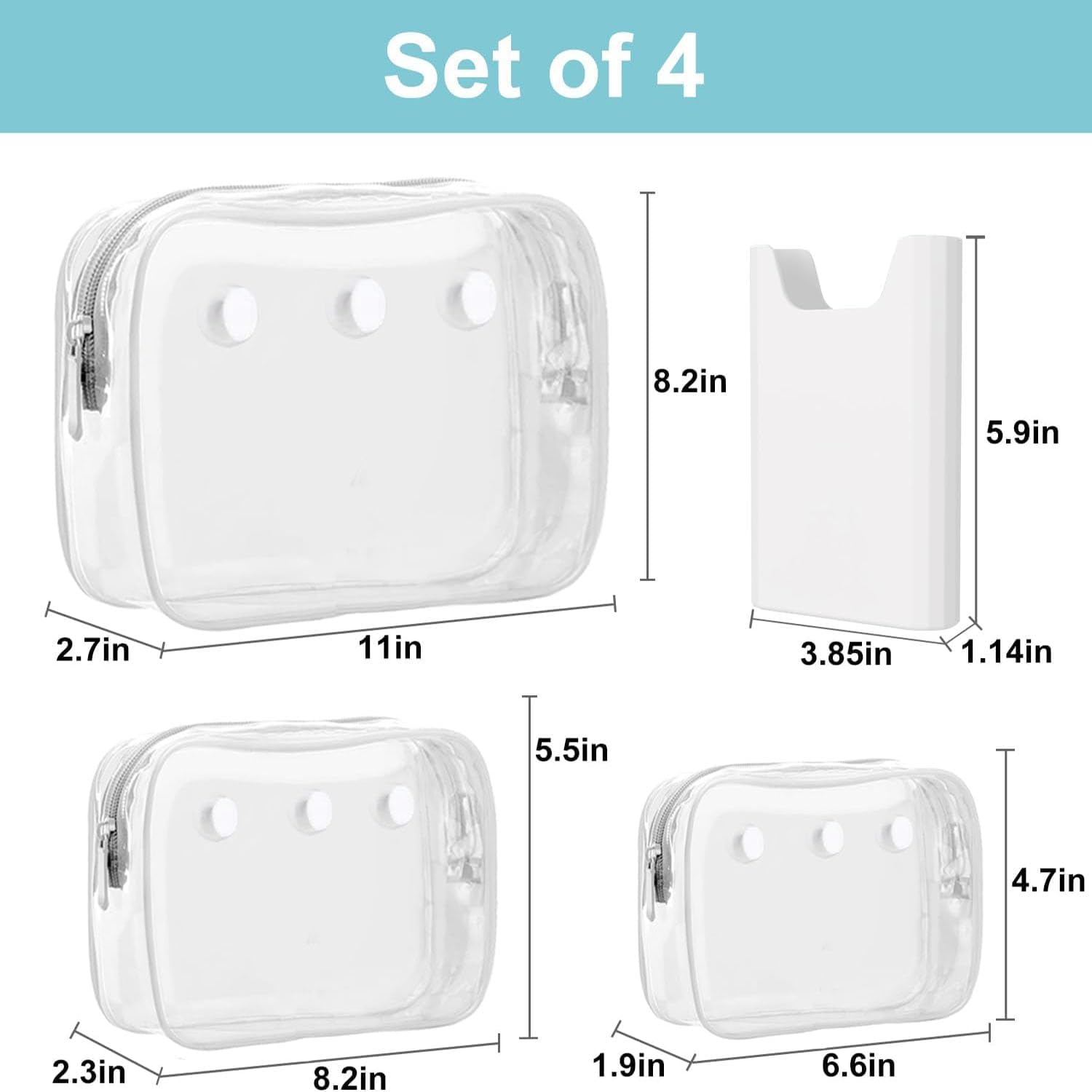 Clear Toiletry Bags - Croc & Bogg Bag Style Rubber Tote, Travel Toiletries & Makeup Organizer, Beach Bag with Accessories, Ideal for Australian Travelers (White Set of 4) - Black Set Of 4 image number 4