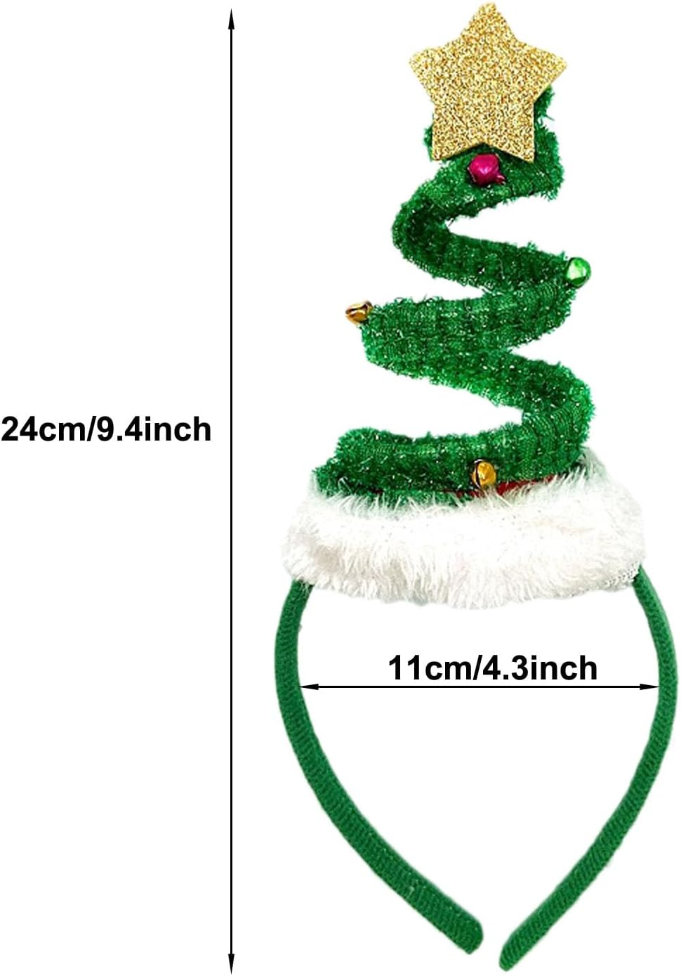 CENZICOM Springy Christmas Tree with Bells Santa Headband for Christmas Party, 2 PCS image number 3