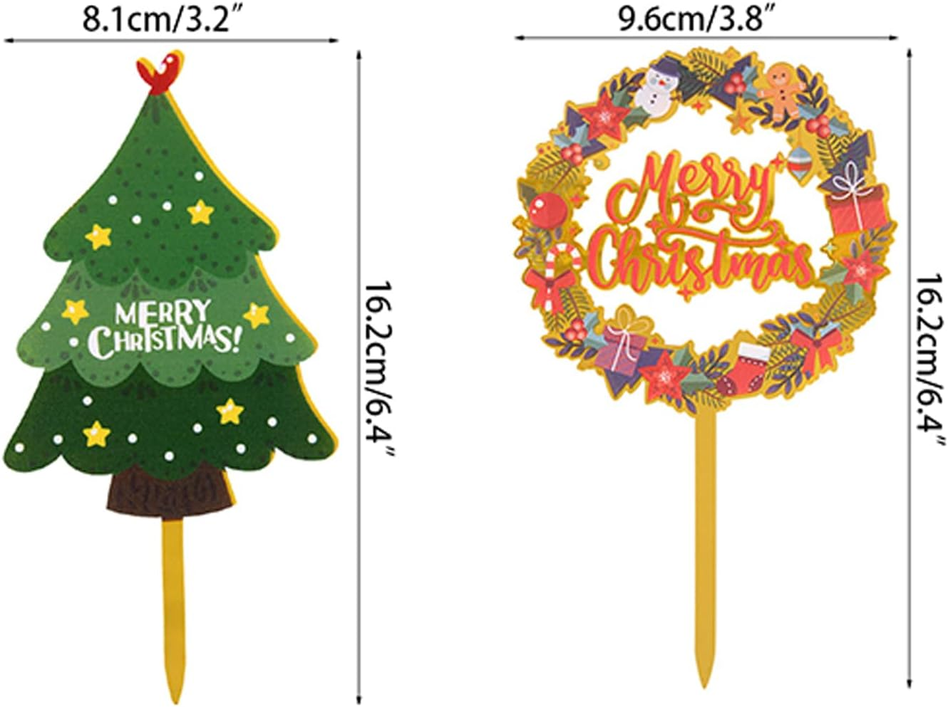 Christmas Cake Topper Merry Christmas Cake Decorations Christmas Cupcake Toppers Christmas Tree Mini Santa Cake Decoration Props Xmas Party Craft Ornaments 6 Pcs image number 3